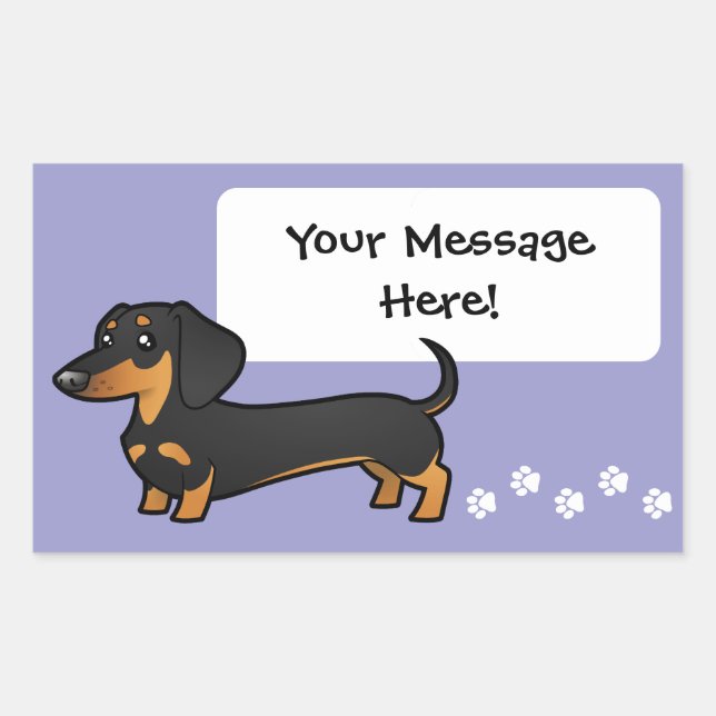 Pegatina Rectangular Personalizado Dachshund (abrigo suave) (Anverso)