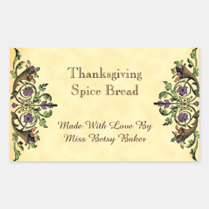 Pegatina Rectangular Personalizado de Acción de Gracias Cornucopia Peg