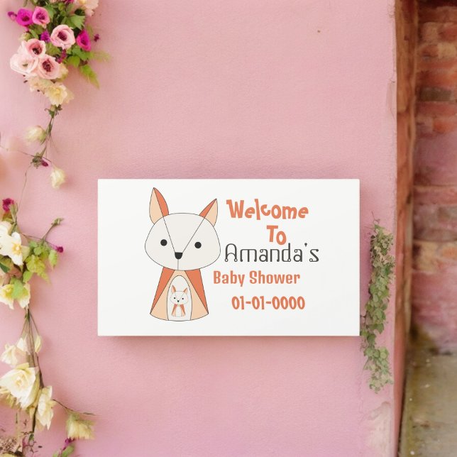 Pegatina Rectangular Personalizado de Baby Shower de Fox (fox baby shower party theme sticker,birthday party sticker,gift pack,envelope,return gift sticker)