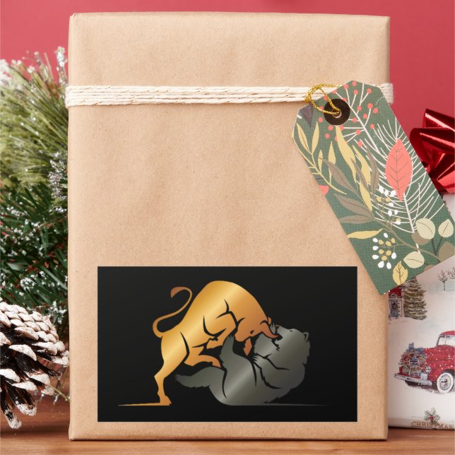 Pegatina Rectangular Personalizado de Bolsa de Valores de Toro y Oso (Vacaciones)