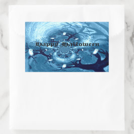 Pegatina Rectangular Personalizado de búhos de árbol fantasmagórico