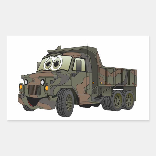 Pegatina Rectangular Personalizado de camiones de volcado militar (Anverso)