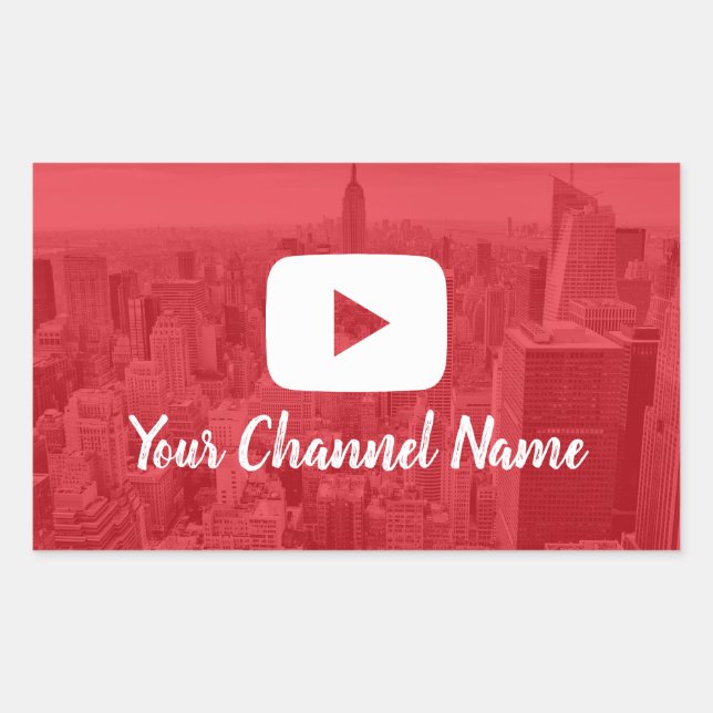 Pegatina Rectangular Personalizado de canal de Youtube Foto Youtuber (Anverso)