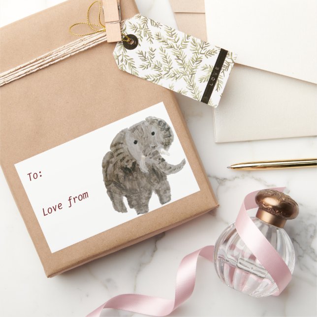 Pegatina Rectangular Personalizado de Elefantes de Arte Animal Salvaje (Regalar)