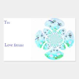 Pegatina Rectangular Personalizado de estanque acuático de la libélula 