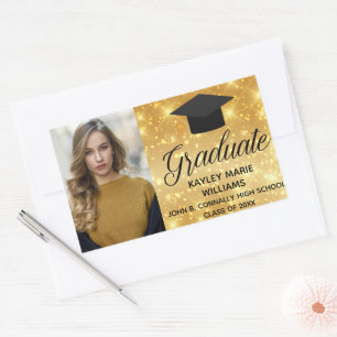 Pegatina Rectangular Personalizado de fotografía de graduado de la moda