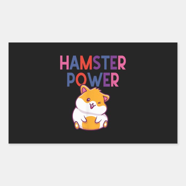 Pegatina Rectangular Personalizado de Hamster Power Cute Hamster (Anverso)