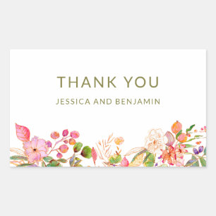 Pegatina Rectangular Personalizado de Ilustracion floral colorido Graci