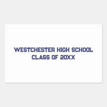 Personalizado de la escuela azul blanco y graduaci