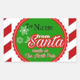 Pegatina Rectangular Personalizado de los Navidades de Santa Niños