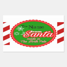 Pegatina Rectangular Personalizado de los Navidades de Santa Niños