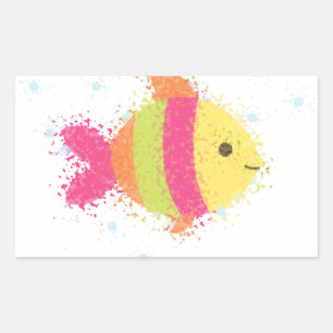Pegatina Rectangular Personalizado de peces de cuta