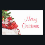 Pegatina Rectangular Personalizado De Plantilla Merry Christmas Tree Y<br><div class="desc">Personalizado De Plantilla Merry Christmas Tree Y Regalos Elegante Clásico Rectangle Pegatina.</div>