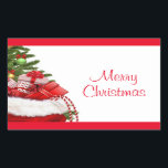 Pegatina Rectangular Personalizado De Plantilla Merry Christmas Tree Y<br><div class="desc">Personalizado De Plantilla Merry Christmas Tree Y Regalos Elegante Clásico Rectangle Pegatina.</div>