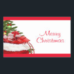 Pegatina Rectangular Personalizado De Plantilla Merry Christmas Tree Y<br><div class="desc">Personalizado De Plantilla Merry Christmas Tree Y Regalos Elegante Clásico Rectangle Pegatina.</div>