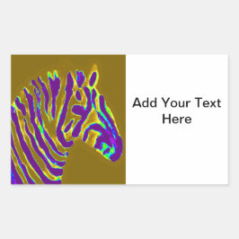 Pegatina Rectangular Personalizado de rayas púrpuras de arte de cebra