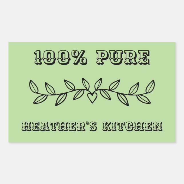 Pegatina Rectangular Personalizado de texto y plantilla de nombre perso (Anverso)