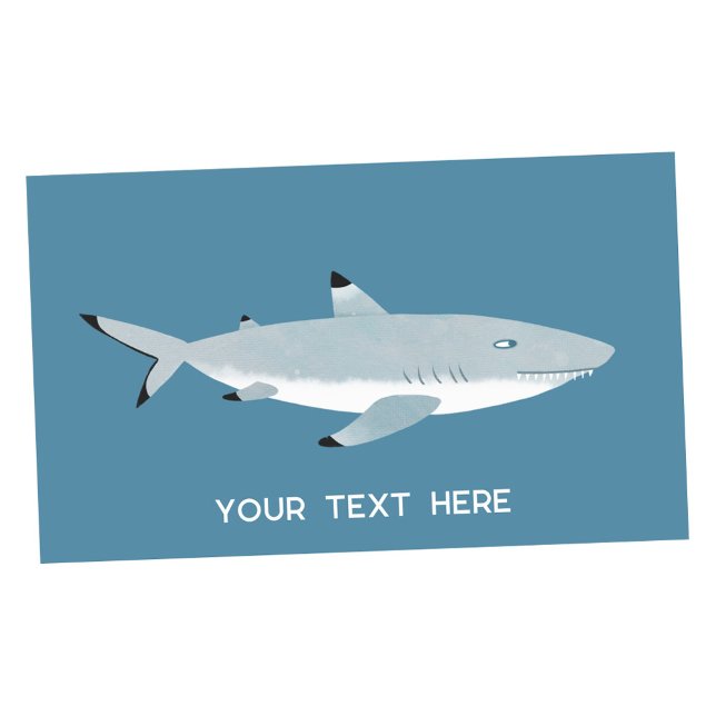 Pegatina Rectangular Personalizado de tiburón de arrecife negro puntead (Black tipped reef shark fun custom text personalized stickers)