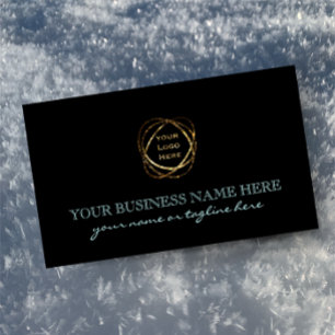 Pegatina Rectangular Personalizado del logotipo de Aqua moderno en Blac