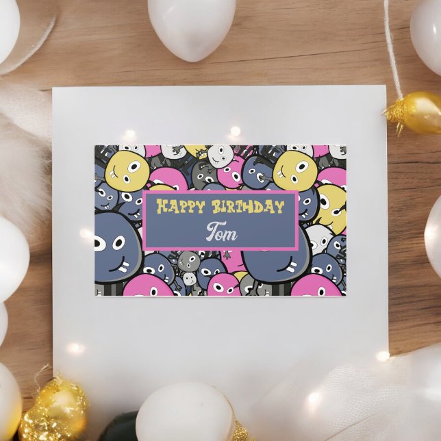 Pegatina Rectangular Personalizado del monstruo del doodle oscuro (halloween event party theme sticker,birthday party sticker,gift pack,envelope,return gift sticker)