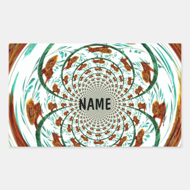 Pegatina Rectangular Personalizado del patrón de Kaleidescope para la v (Anverso)