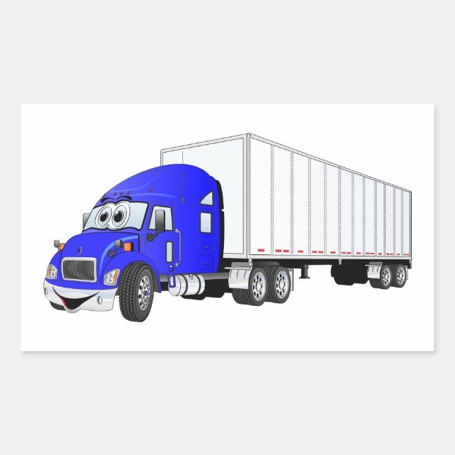 Pegatina Rectangular Personalizado del remolque blanco Semi Truck Blue (Anverso)