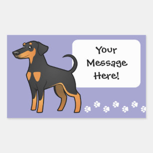 Pegatina Rectangular Personalizado Doberman Pinscher (oídos de disquete