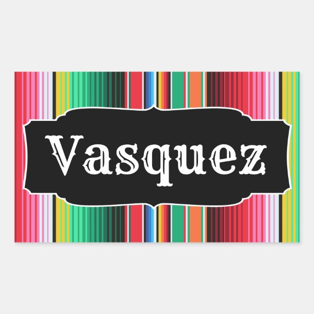 Pegatina Rectangular Personalizado español Serape Mexicano Personalizad (Anverso)