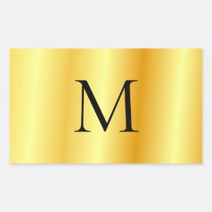 Pegatina Rectangular Personalizado Faux Gold Modern Elegant Monograma P