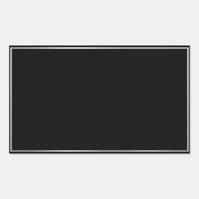 Pegatina Rectangular Personalizado Faux Silver Black Elegant Blank Temp (Anverso)