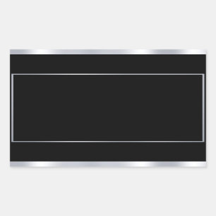 Pegatina Rectangular Personalizado Faux Silver Black Elegant Blank Temp