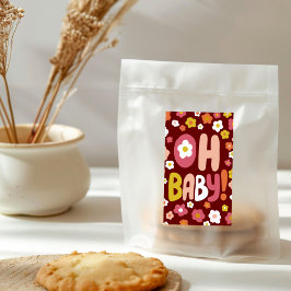 Pegatina Rectangular PERSONALIZADO Floral de Baby Shower Groovy Daisies