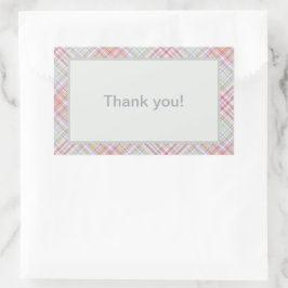Pegatina Rectangular Personalizado Gracias Rosa 'n Green Plaid