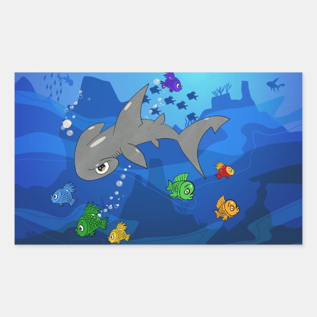 Pegatina Rectangular Personalizado Hammerhead Shark (Anverso)