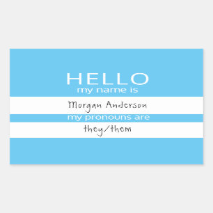 Pegatina Rectangular Personalizado HELLO Mi Nombre Pronouns Es Badge