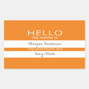 Pegatina Rectangular Personalizado HELLO Mi Nombre Pronouns Es Badge
