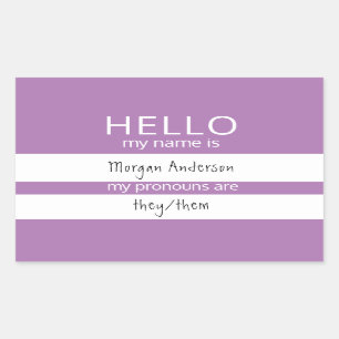 Pegatina Rectangular Personalizado HELLO Mi Nombre Pronouns Es Badge