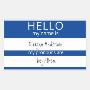 Pegatina Rectangular Personalizado HELLO Mi Nombre Pronouns Es Badge