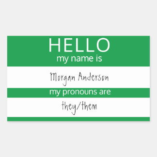 Pegatina Rectangular Personalizado HOLA Mi Nombre Pronouns Es Badge