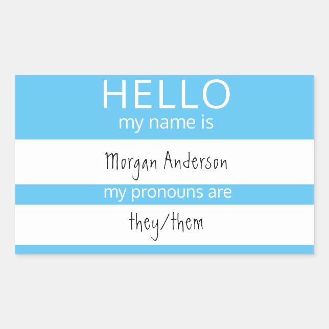 Pegatina Rectangular Personalizado HOLA Mi Nombre Pronouns Es Badge (Anverso)