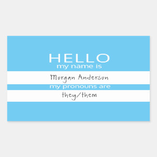 Pegatina Rectangular Personalizado HOLA Mi Nombre Pronouns Es Badge