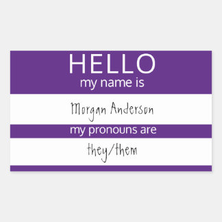 Pegatina Rectangular Personalizado HOLA Mi Nombre Pronouns Es Badge