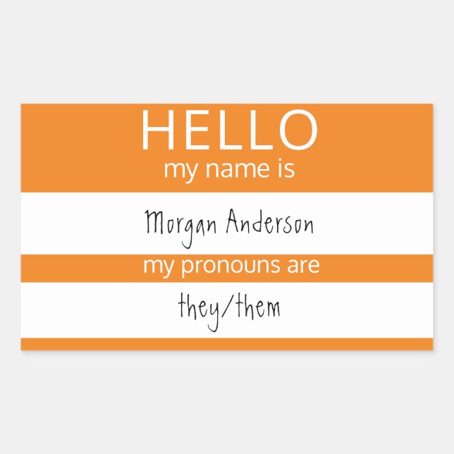 Pegatina Rectangular Personalizado HOLA Mi Nombre Pronouns Es Badge (Anverso)