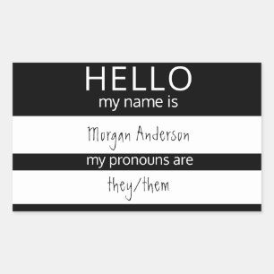 Pegatina Rectangular Personalizado HOLA Mi Nombre Pronouns Es Badge