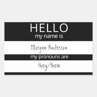 Pegatina Rectangular Personalizado HOLA Mi Nombre Pronouns Es Badge