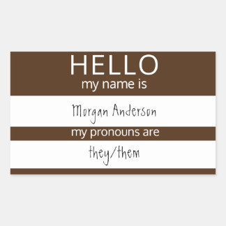 Pegatina Rectangular Personalizado HOLA Mi Nombre Pronouns Es Badge
