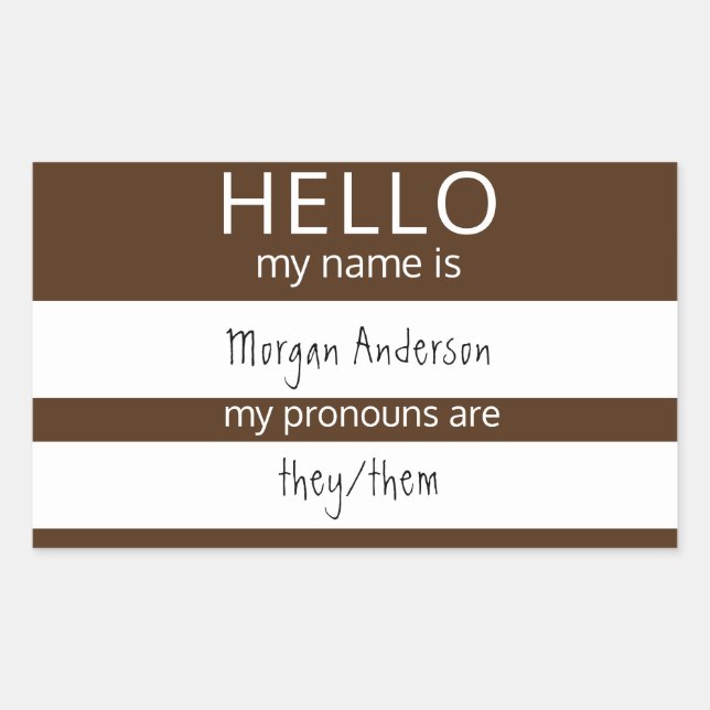 Pegatina Rectangular Personalizado HOLA Mi Nombre Pronouns Es Badge (Anverso)
