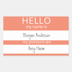 Pegatina Rectangular Personalizado HOLA Mi Nombre Pronouns Es Badge