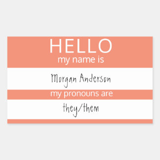 Pegatina Rectangular Personalizado HOLA Mi Nombre Pronouns Es Badge