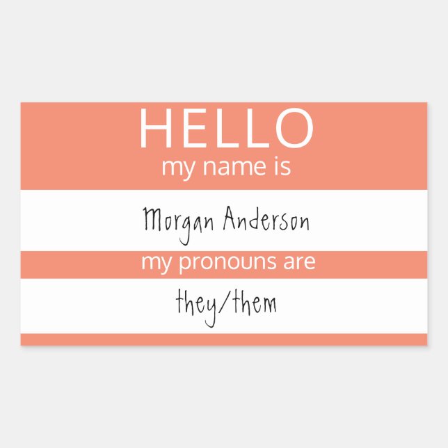 Pegatina Rectangular Personalizado HOLA Mi Nombre Pronouns Es Badge (Anverso)